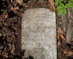 The very earliest grave in the cemetery is of an infant who died very early in the age of one month. His name was Benjamin Scott McGehee The very earliest grave in the cemetery is of an infant who died very early in the age of one month. His name was Benjamin Scott McGehee.